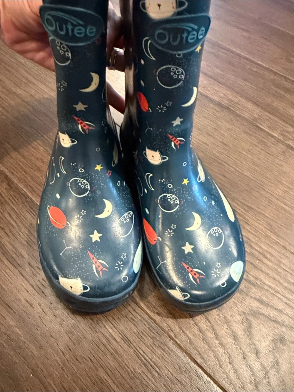Outee Blue Space Themed Little Kids Rain Boots Size 11 - C56-003